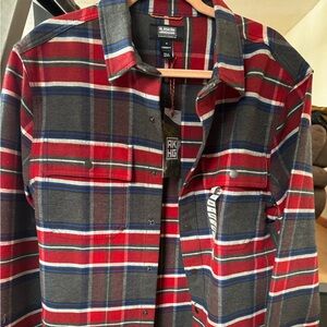 Duluth Trading Co Red and Gray Plaid Men's Shirt